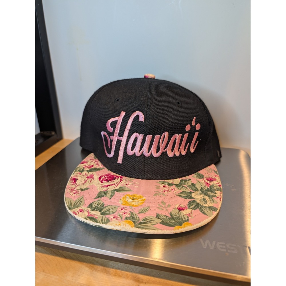 Hawaii Black Floral Baseball Cap Snapback Pink‎ Embroidery 99